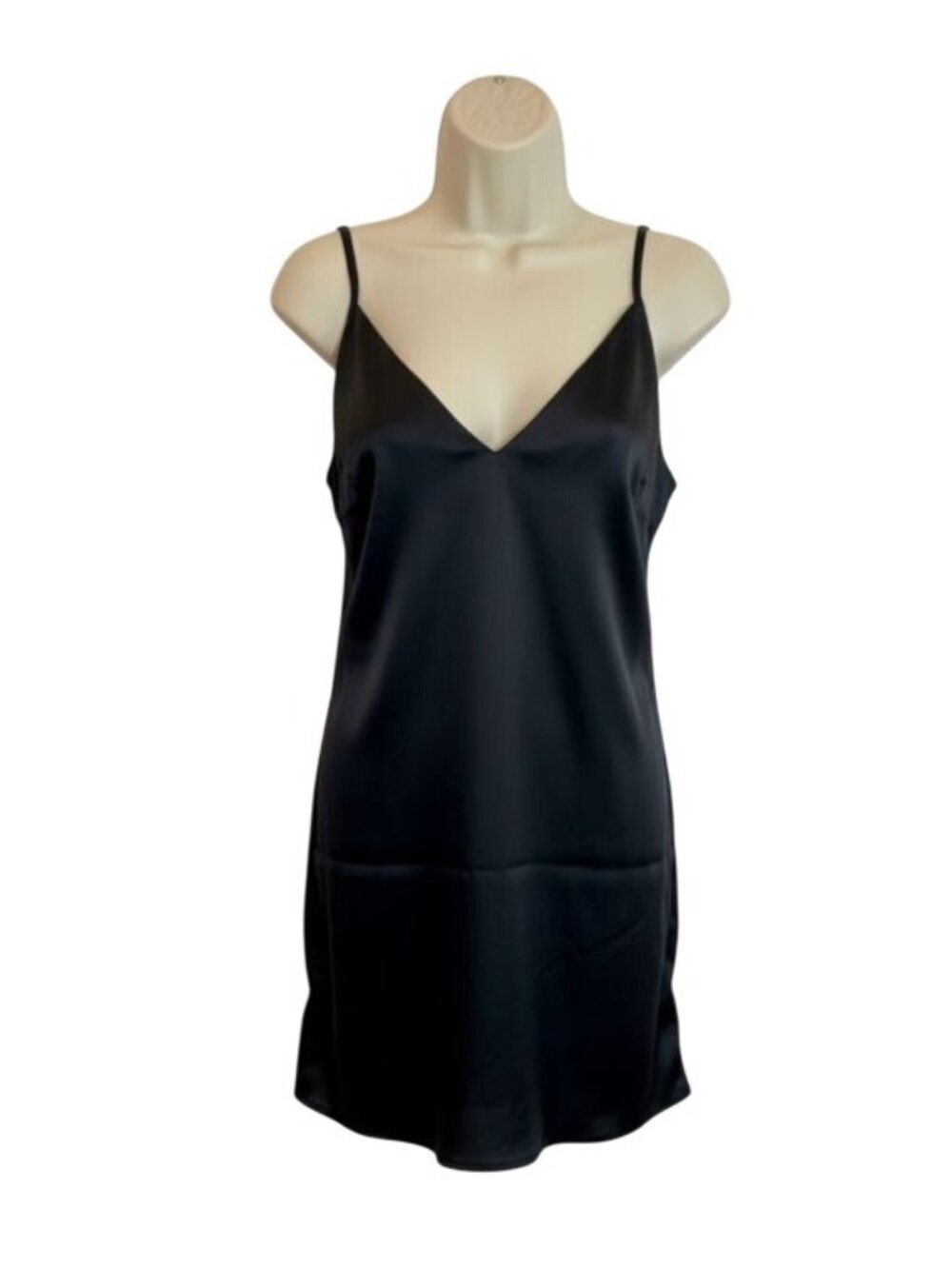 Ettitude Sateen Slip Dress in Onyx Black NWT - Size M